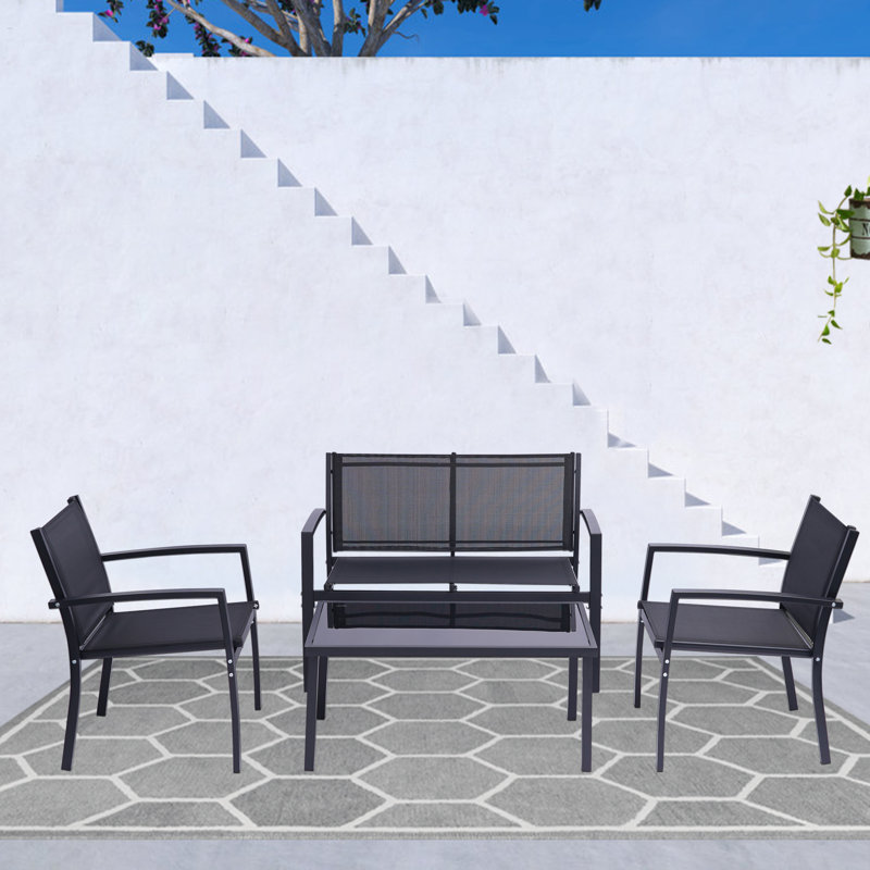 Yeraldy - Person Patio Conversation Set, Black