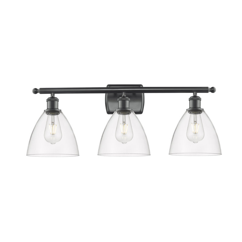 Éclairage pour meuble-lavabo 3 lumières Shauna, DEL, Transparent, Noir mat