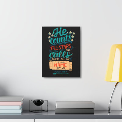 He Counts The Stars Psalm 147:4 Christian Wall Art Bible Verse Print Ready To Hang -  Trinx, 03A4EAB697FF4A27B06A284F8C5EF84A