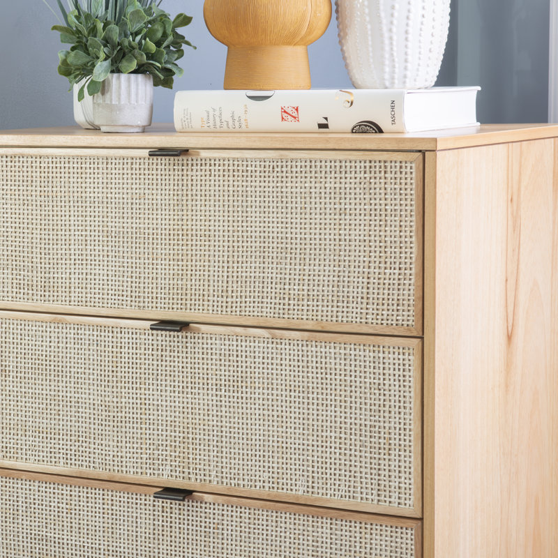 Raenada Natural 5-Drawer Cane Chest