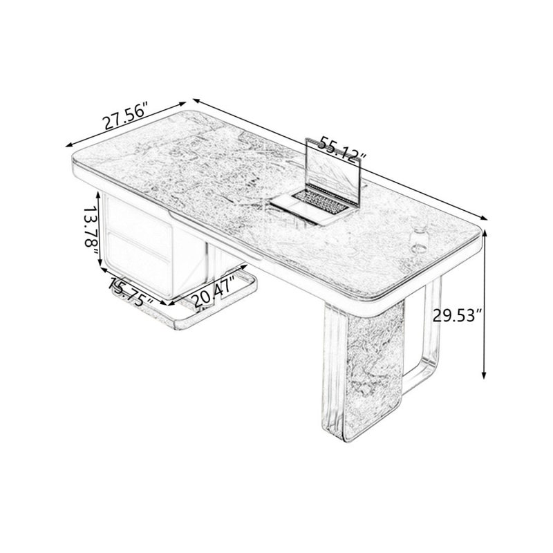 Bureau minimaliste et léger, 29.53" H x 55.12" W x 27.56" D, Retour à gauche