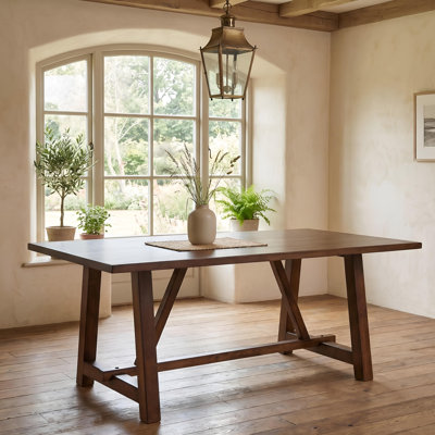 Modern Farmhouse Trestle Dining Table / Rustic Solid Wood Dining Table