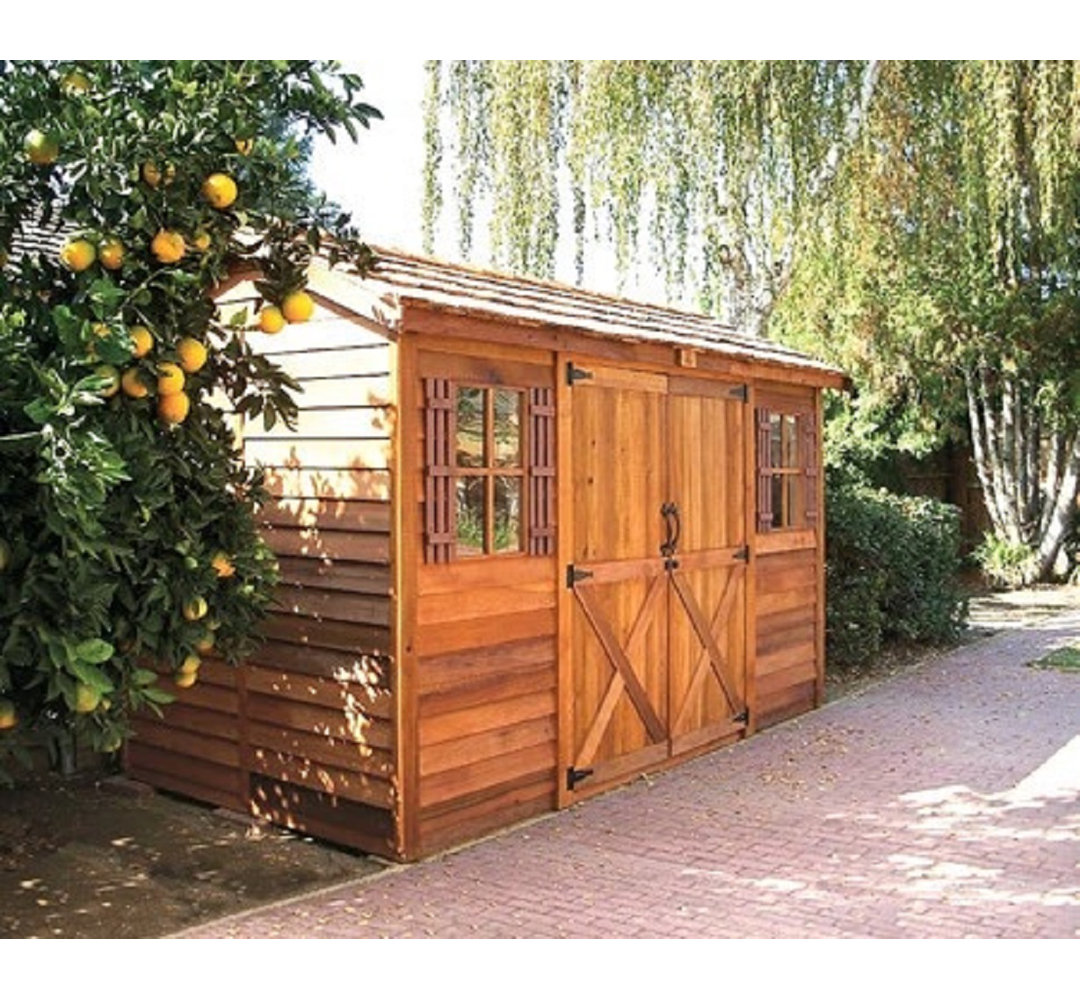 Longhouse 12 ft. W x 10 ft. D Western Red Cedar Wood Storage Shed Cedarshed