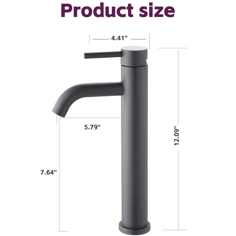 Bathroom Sink Faucet - Stainless Steel, Matte Black, 1 Hole, Flow Rate 1.5 Hole Long-Lasting Finish, Matte Black