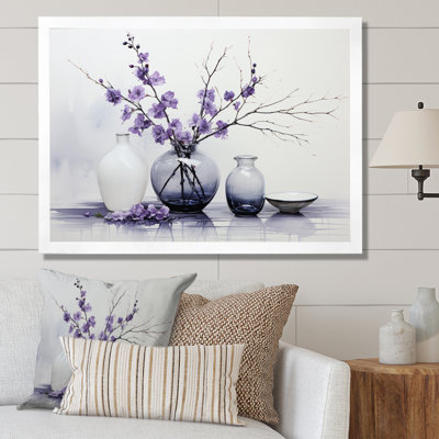 Purple Grey Minimalism Balance And Contrast Pottery - Minimalism Framed Prints