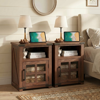 Table de bout 24 po H Farmhouse (ensemble de 2) avec table de chevet rustique
