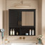Armoire de salle de bain avec miroir, armoire de rangement murale avec tablettes réglables, portes à fermeture en douceur-1878656969