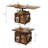 Brown Vintage Solid Rubberwood Coffee Table with Wheels, Foldable Height‑Adjustable Tabletop