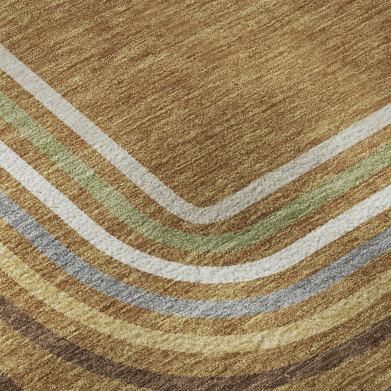 Tapis géométrique Premium lavable à la machine Villers, Paprika, 10 pi x 14 pi