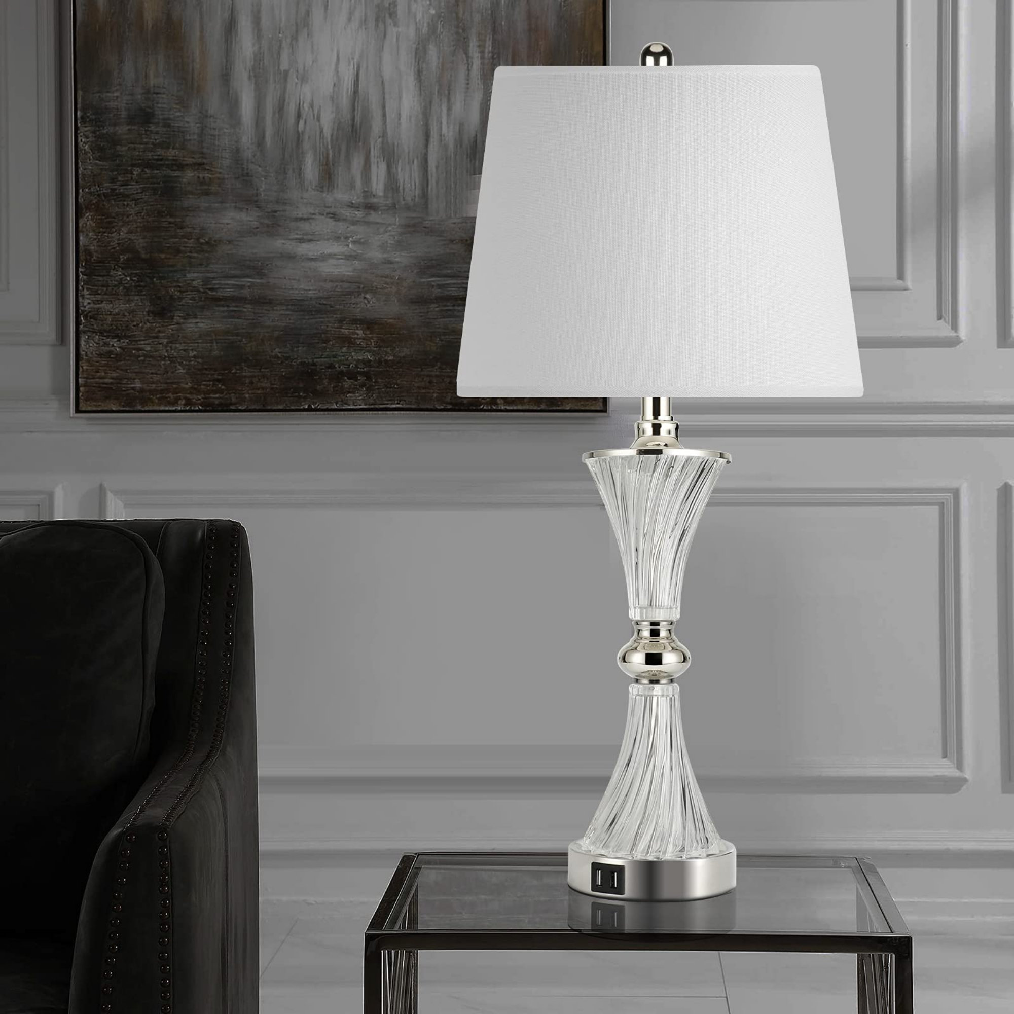 Manorville Metal USB Table Lamp