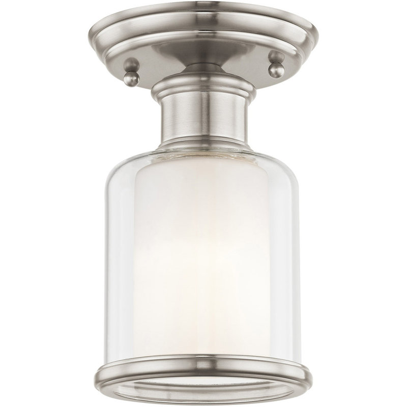 Plafonnier semi-encastré 1 lumière 5,5 po Wilczek, Nickel brossé