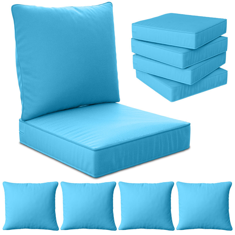24" X 24" X 6" Outdoor Deep Seat Cushions Set - 4, Lake Blue, 4
