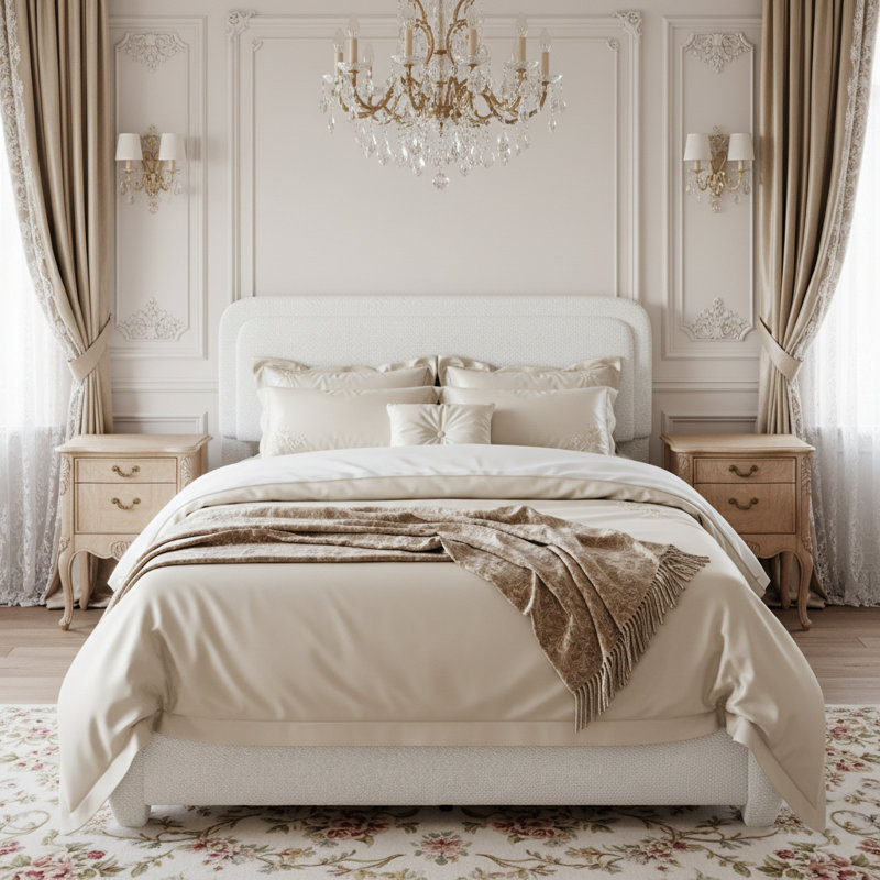 Cadre de lit plateforme moderne et bas pour lit Queen Size, avec tête de lit carrée à hauteur réglable, sans sommier, couleur blanche