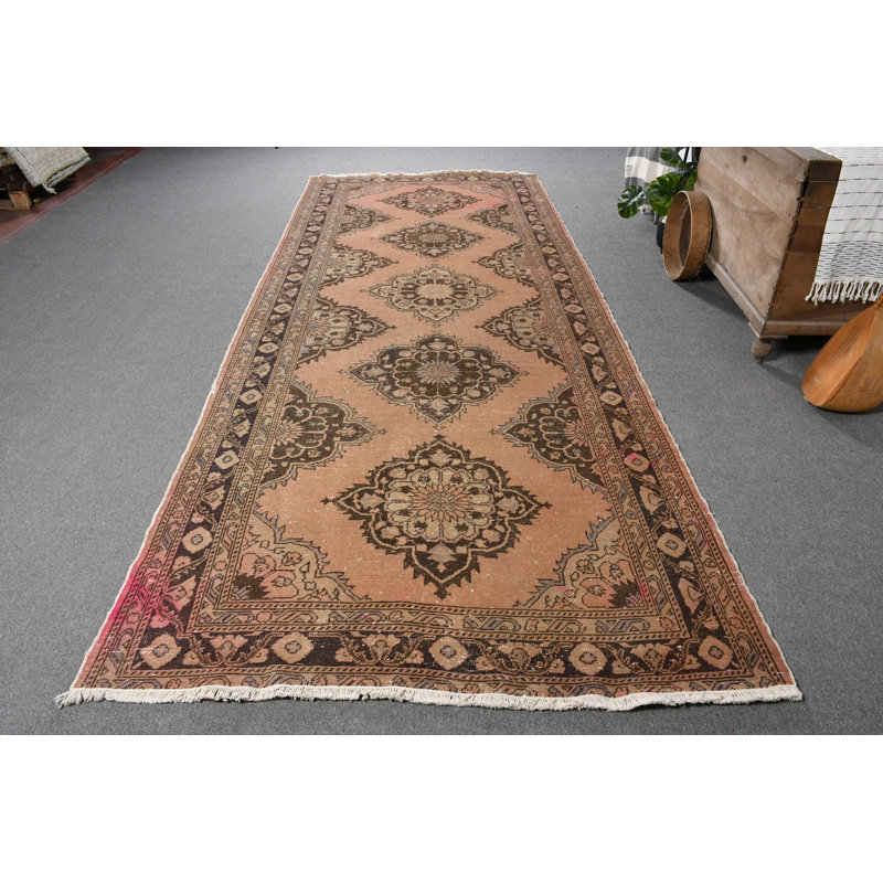 Tapis turc rétro vintage en laine pour la cuisine et la maison brun / vert