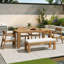 Ensemble de table de salle à manger 6 pièces avec trou pour parasol, 4 chaises et 1 banc-1282125260-1282125267