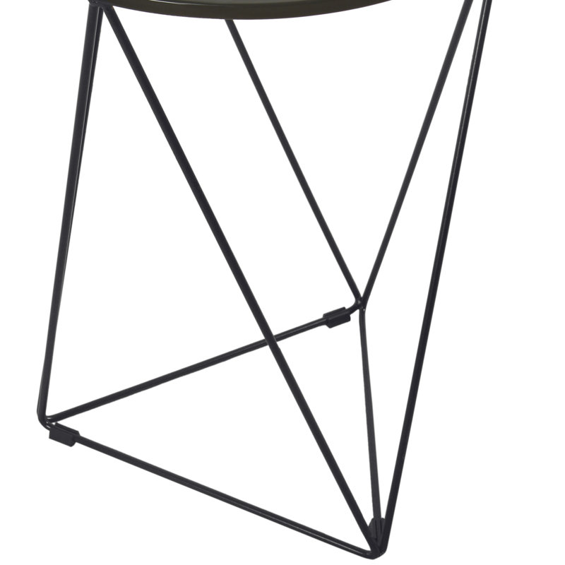 Chylie Mirrored Glass Top End Table, Black
