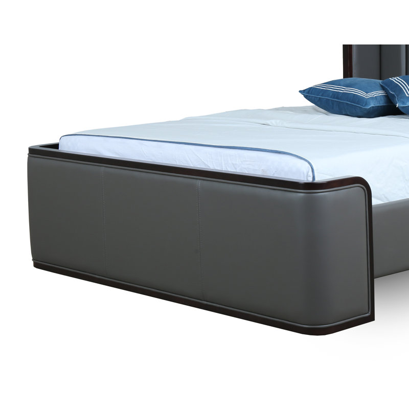Decan Vegan Leather Platform Bed, Full, Graphite