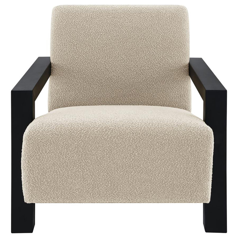 Fauteuil d'appoint rembourré Paquet Boucle, Noir, Bouclette brune