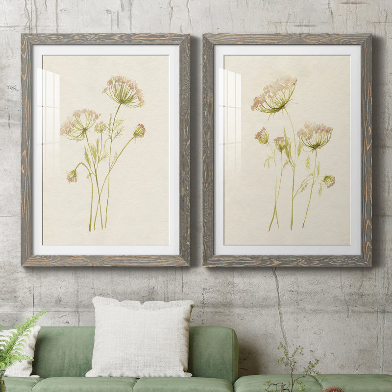 Blush Lace I - ensemble de 2 peintures encadrées, H 37,5 po x l 55 po x P 1,5 po, gris