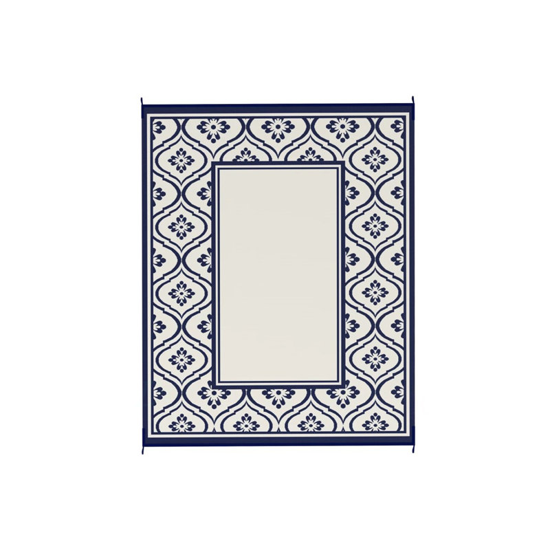 Outdoor Rug,Patio Rug,Reversible Outdoor Rug,Waterproof Plastic Straw With Carry Bag, Rectangle 8' x 10', Blue/White