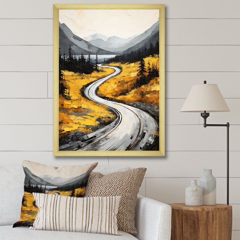 «Barukh Road Through Yellow Prairies I», reproduction sur toile, Encadrement doré, H 44 po x l 34 po
