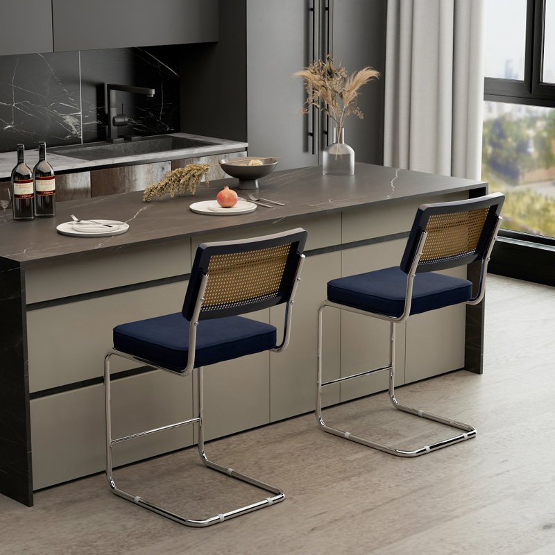 Ensemble de 2 tabourets Ivy Bronx, Noir, noir, noir, noir