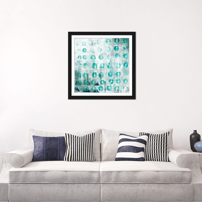 « blue static i », reproduction d’art sur toile tendue, H 24 po x l 24 po x P 1 po, Papier d'art encadré noir, Blanc
