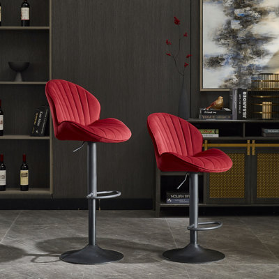 Ensemble de 2 tabourets de bar réglables avec dossier et repose-pieds, chaises de bar à hauteur de comptoir pour cuisine, pub