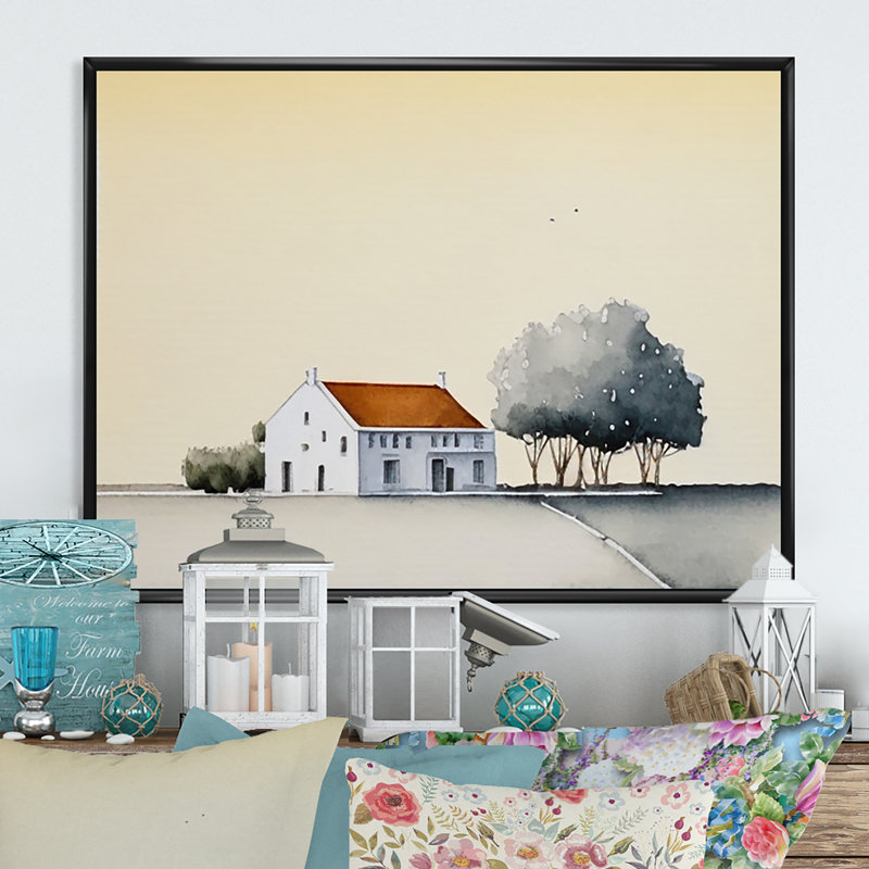 «Countryhouse in the Countryside», reproduction sur toile, H 30 po x l 40 po x P 1,5 po, Toile avec cadre flottant noir