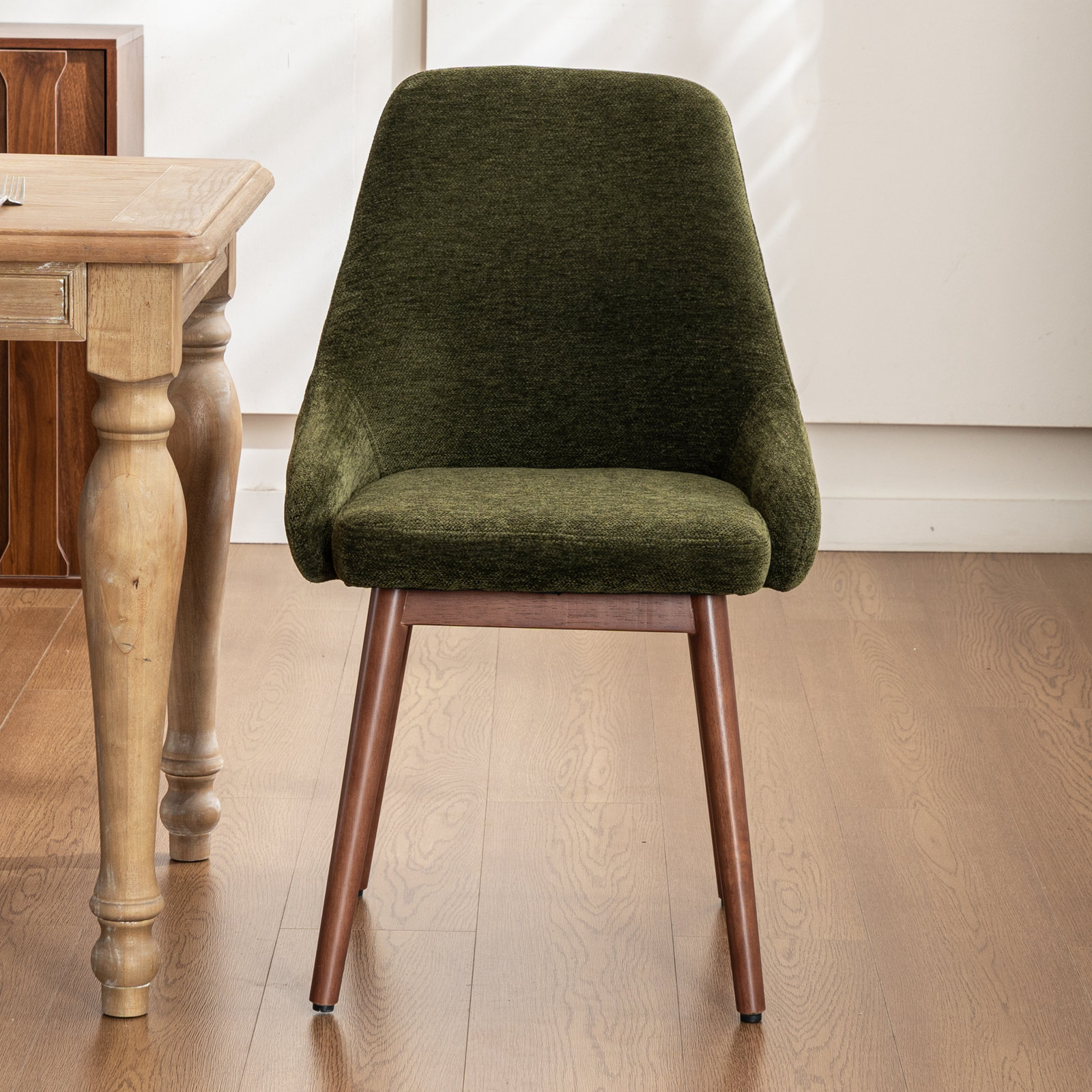 Cervos Dining Armchair, Green Chenille