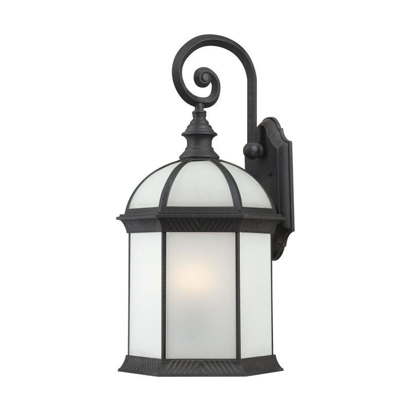 Salton Wall Light, A19, Textured Black / Clear Beveled, 15.75" H x 8" W