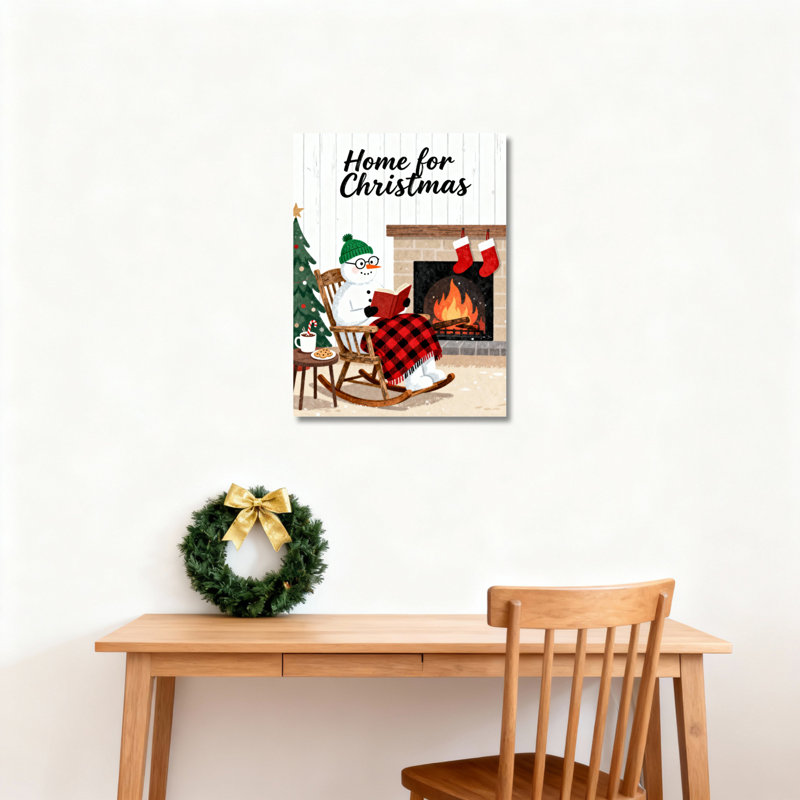 Art mural sur toile avec bonhomme de neige, H 24 po x l 16 po