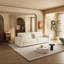 266cm Beige Fabric 3-Seater Sofa,Deep Seat Sofa with Thick Cushions and Soft Backrest for LivingRoom