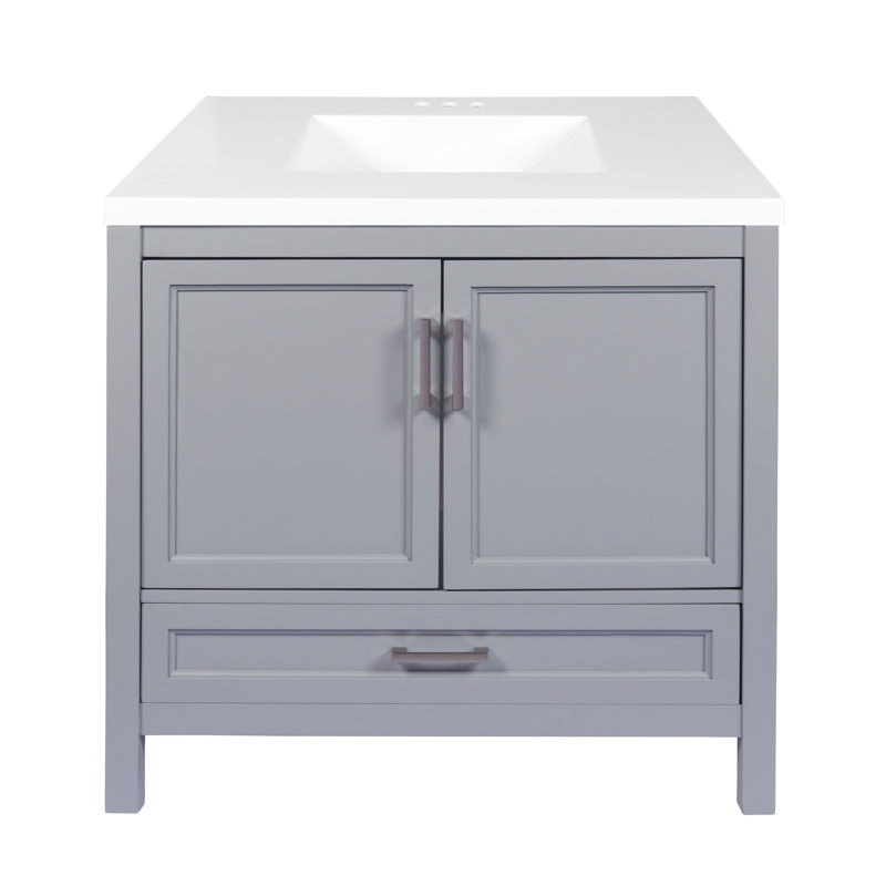 Ensemble de meuble-lavabo simple 37 po Aldino, Gris, Blanc