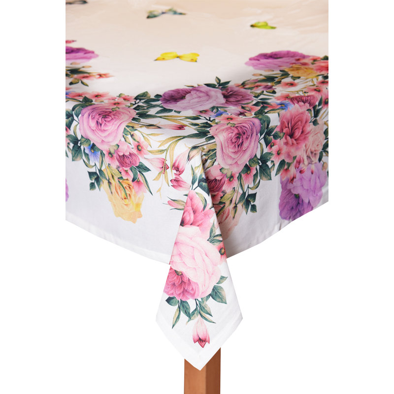 Tyris Floral 100% Cotton Tablecloth, 120"L x 60"W