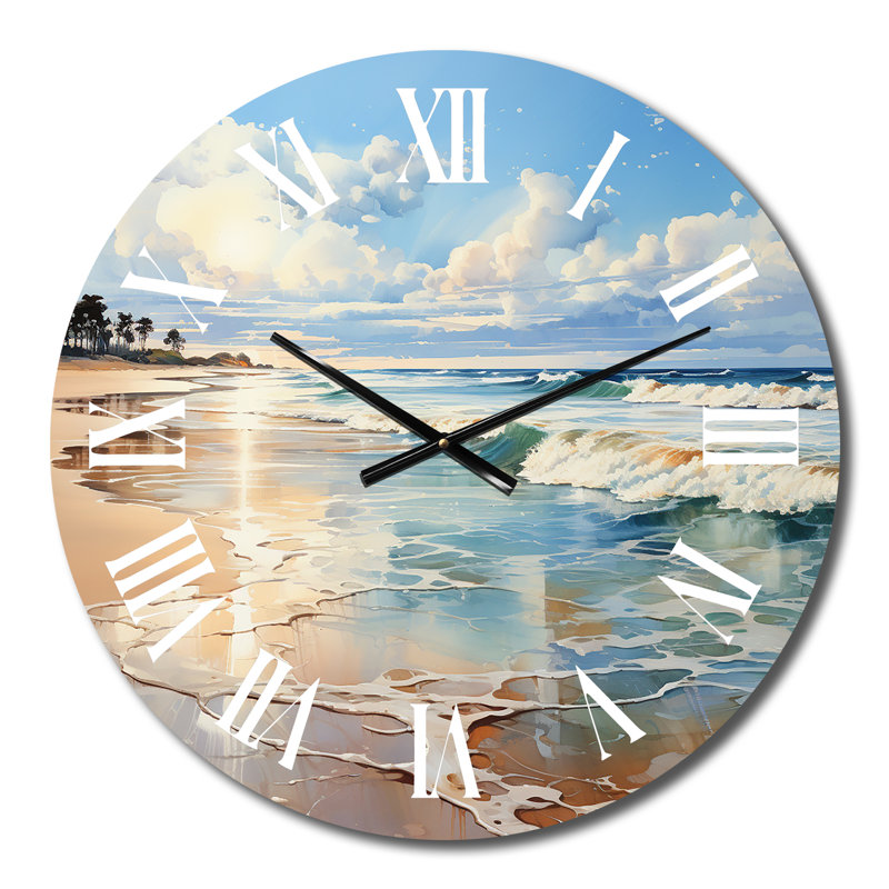 Beach Photo Seaside Reflections V - Horloge murale nautique et plage, Moyenne
