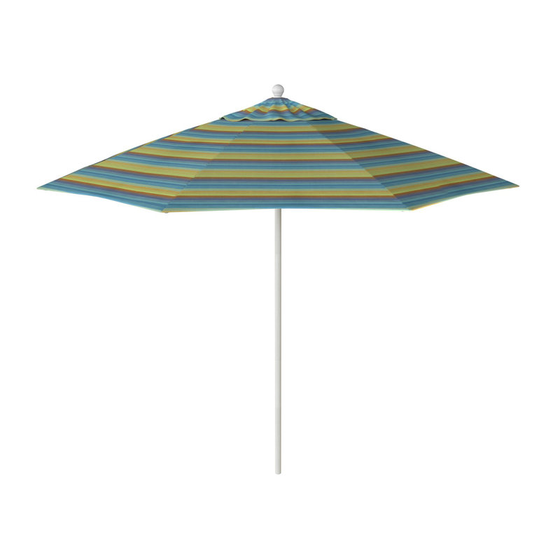 Parasol en fibre de verre en aluminium 9 pi, Bleu / brun / rayures vertes