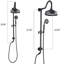 Système de douche à pluie et à main 8 po en noir mat avec option de débit à double tête en laiton 2,5 GPM-117439729