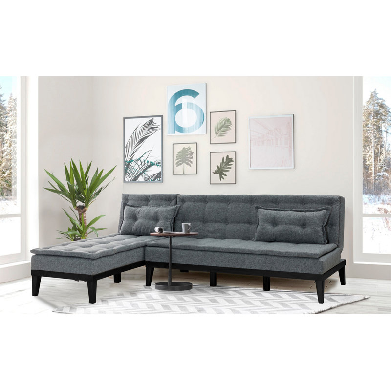 Canapé modulaire d'angle rembourré 88,6 po Sky, Velours gris foncé