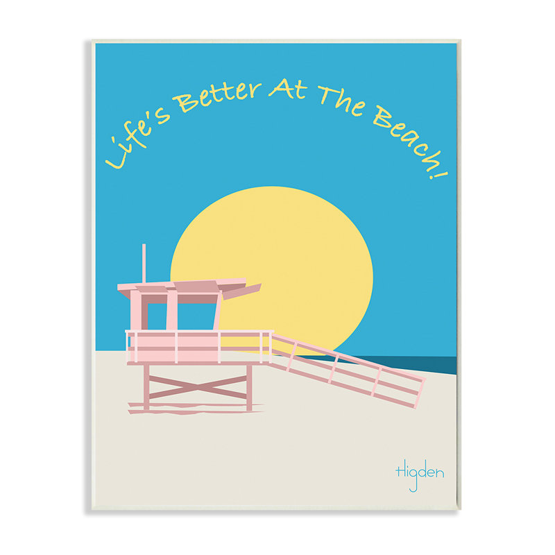 «Life's Better at Beach Expression» par Mark Higden, reproduction d'art graphique, Toile tendue, H 48 po x l 36 po x 1,5 po
