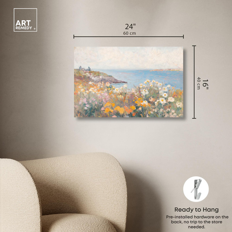 Seaside Garden Impressionist Wrapped Canvas Art, 24" x 16"