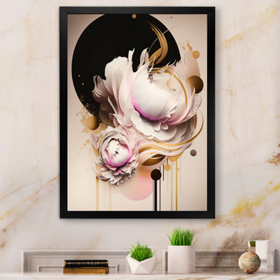 Fleurs de pivoines beiges et roses hyperréalistes IV - reproduction sur toile