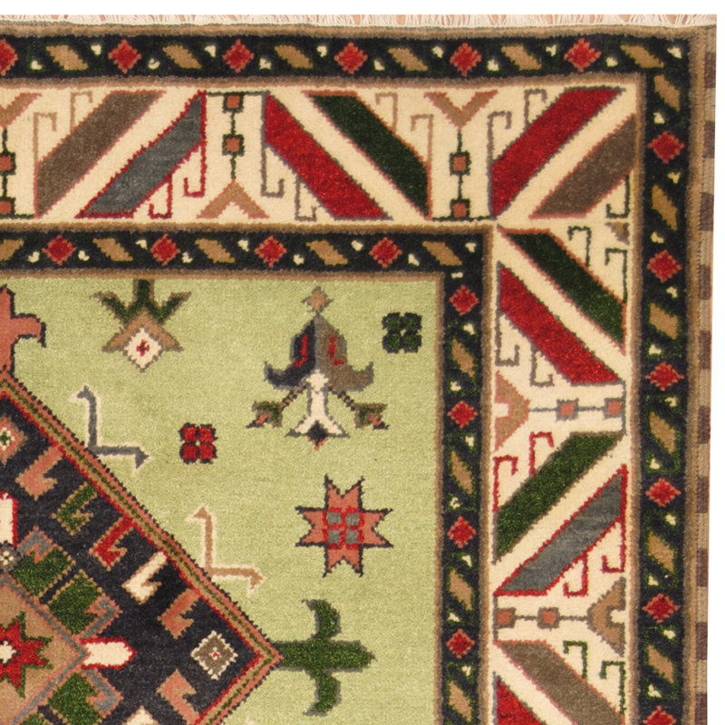 Tapis vert / ivoire noué à la main Dakara
