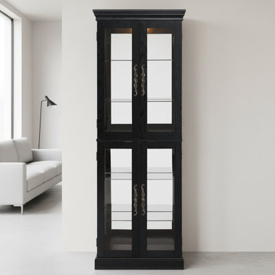 Wood/Glass Lighted Curio Cabinet 71" H by Winston Porter