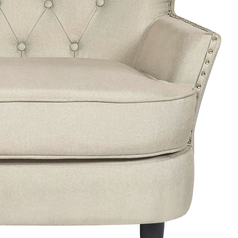 Upholstered Armchair, Beige Linen Blend