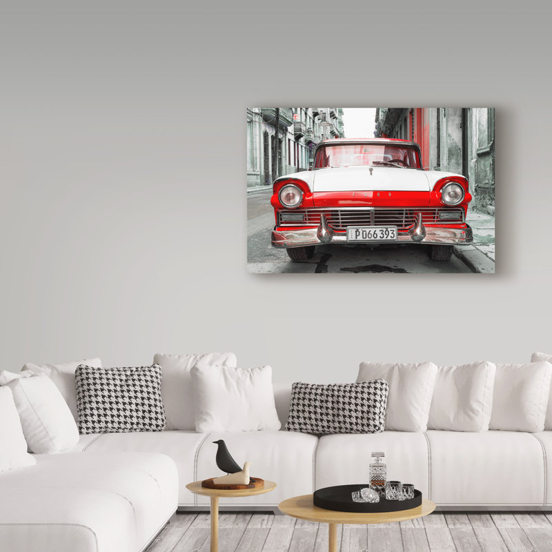 Cosey «Old Ford Red Car», reproduction de photo sur toile tendue, H 12 po x l 19 po