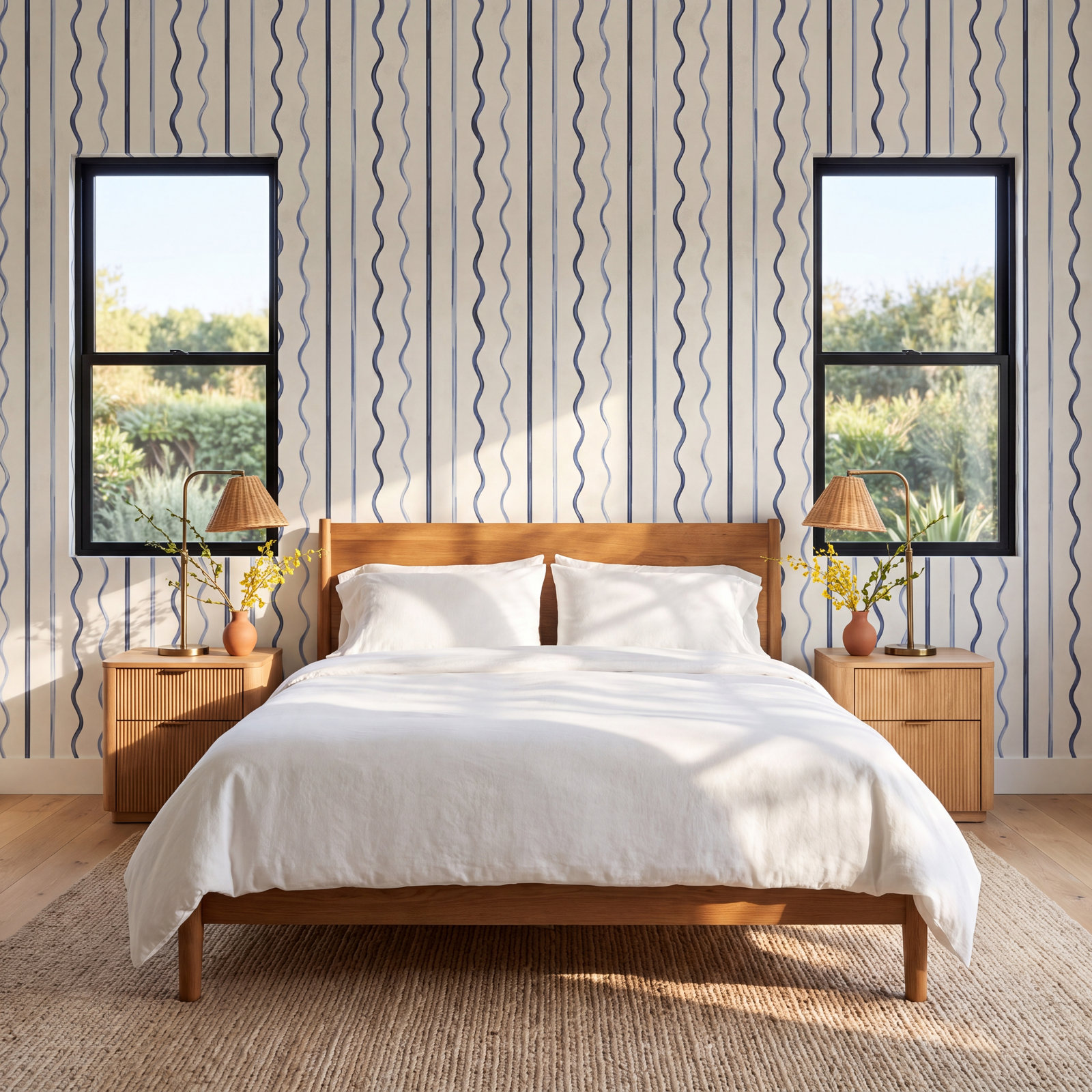 Schumacher x Backdrop Affogato Wallpaper, Cornflower/Deep Navy