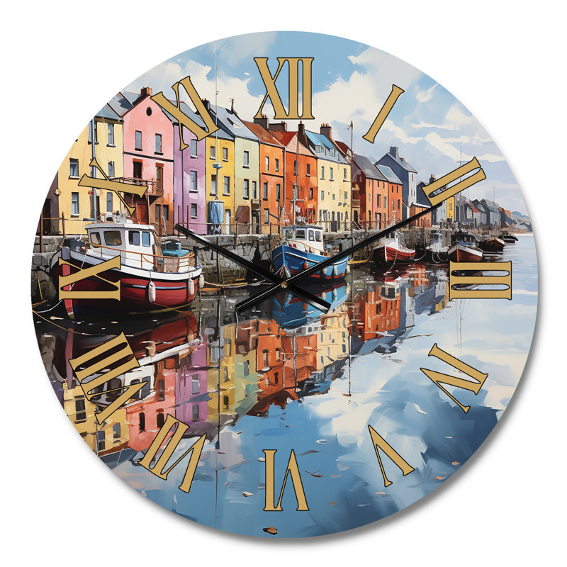 Horloge murale Ireland Face Reflectionsan I - Cityscapes Golden Face, Médium