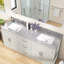 Lavabo de salle de bain double encastré en céramique gris l 66 po x P 22 po Dosseret en H et trois trous de robinet pré-percés