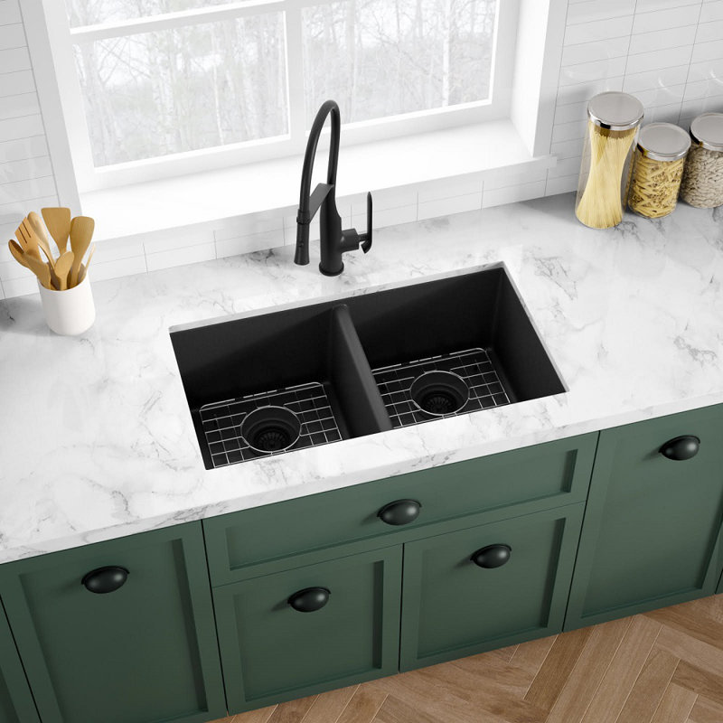 31'' L Double Bowl Granite Kitchen Sink